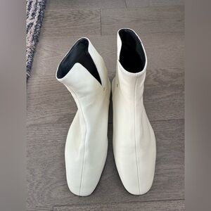 The Row Ava Cream Ankle Boots